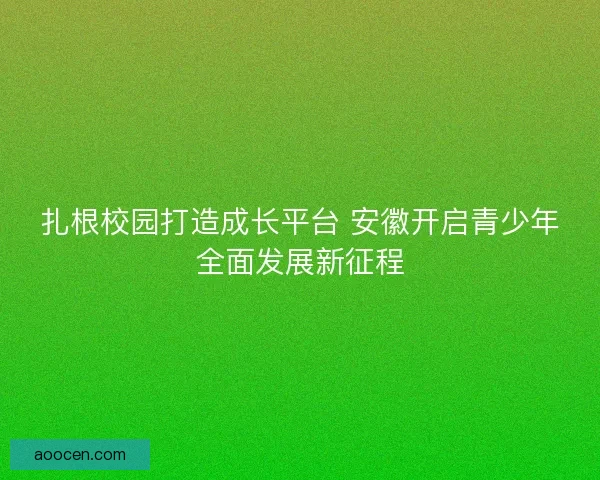 扎根校园打造成长平台 安徽开启青少年全面发展新征程