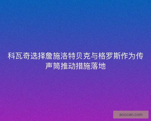 科瓦奇选择詹施洛特贝克与格罗斯作为传声筒推动措施落地
